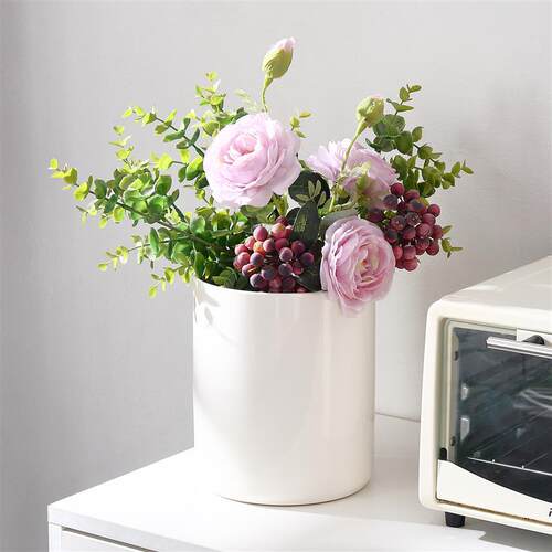White Multi-purpose Ceramic Ice Bucket Vase