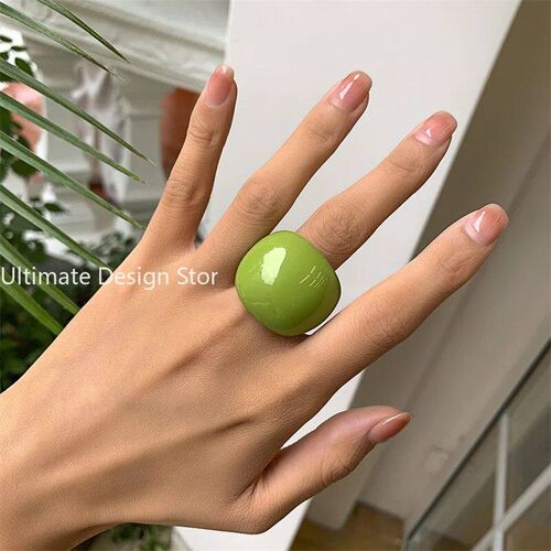 Exaggerated Plain Ring Fashion rend Candy Color Acrylic Geom