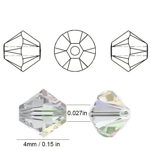 3 4 6mm Bicone Crystal Beads Box Multi-faceted Irregular Gla