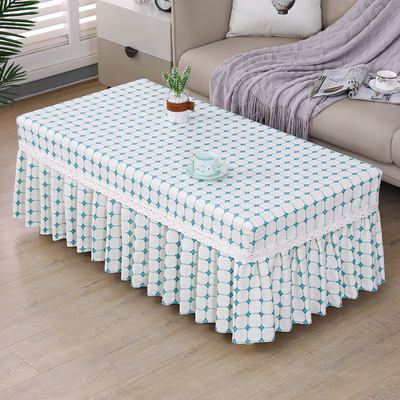 茶几桌布棉麻茶几罩防尘电视柜全包茶几桌垫格子长方形餐桌台布