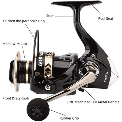 All Metal Salt Water Surf Spinning Fishing Reel 1000-6000 Sp