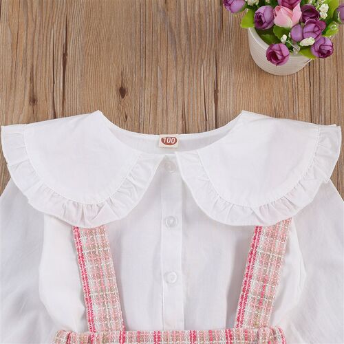 Lovely Kids Baby Girls Clothes 2pcs Suit Peter Pan Collar Lo