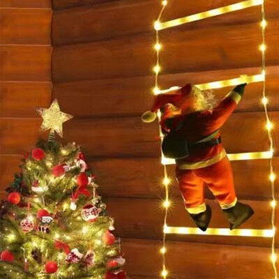 Christmas  LED Santa Claus Climbing Ladder Light USB Plug