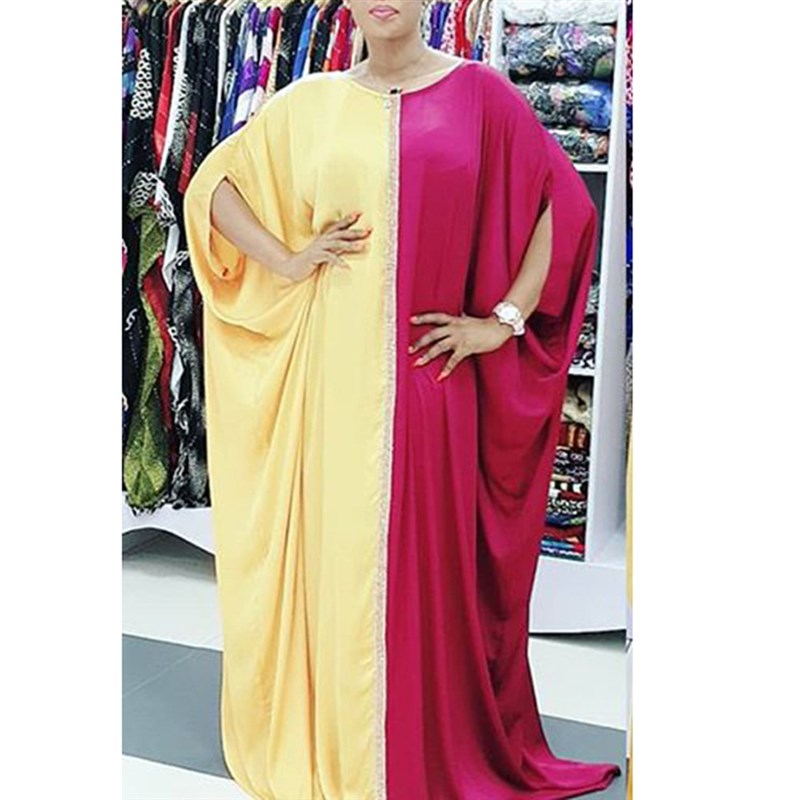 African Dresses For Women Color Patchwork Elegant Long Robe图片