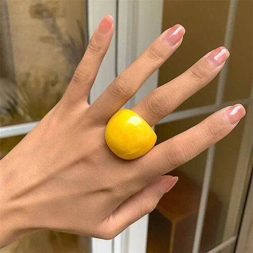 Classic Candy Color Acrylic Ring Exaggerated Geometric Ring