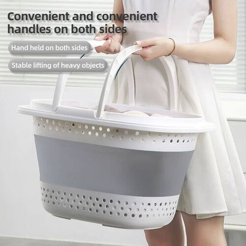 Collapsible Plastic Laundry Basket Folding Pop Up Bathroom D