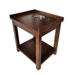 实木茶水桌麻将机茶几架棋牌室带烟灰缸方形边几麻雀房牌馆茶几架