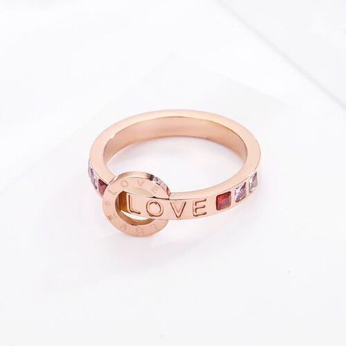 Color diamond ring female titanium steel couple ring fashion