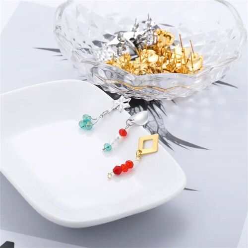 10Pcs/Lot Stainless Steel Earring Base Geometric Leaves Earr