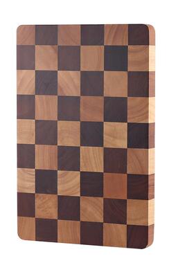 Checkerboard Pattern Cutting Board Wooden Bread Plate