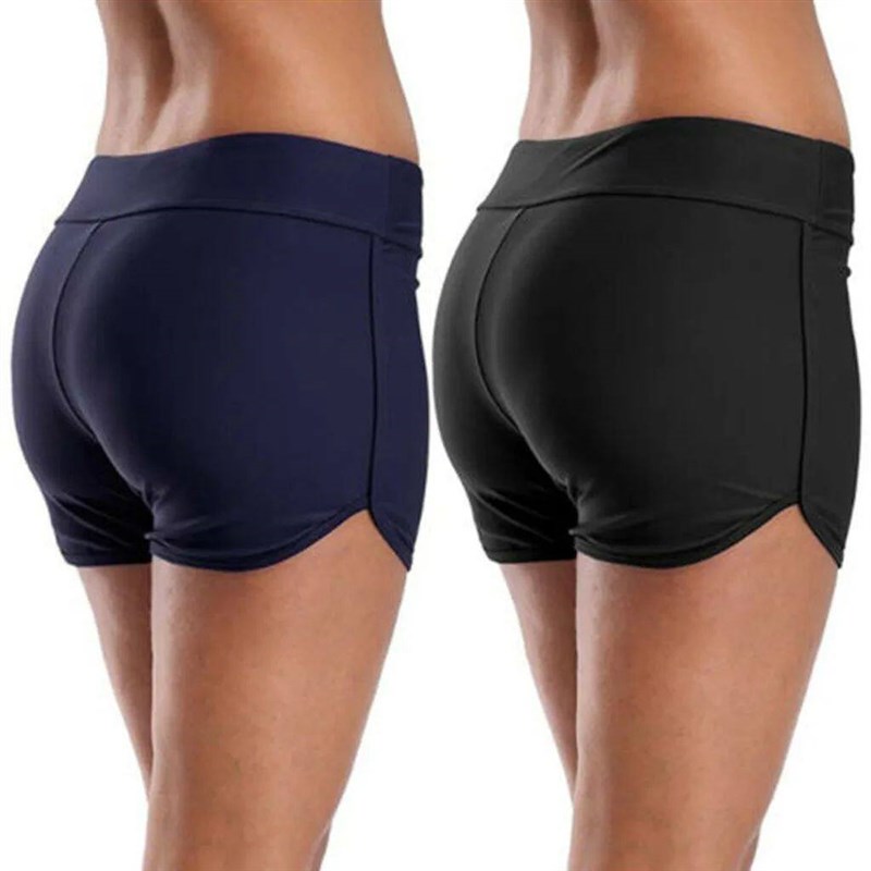 Large Size Women Swimsuit Shorts Solid Black Blue Fashion Sw图片