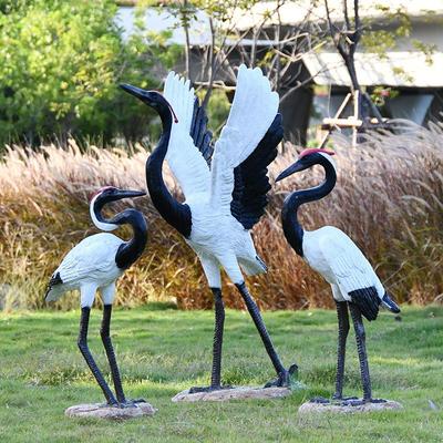户外花园景观装饰玻璃钢仿真动物白鹭摆件庭院水景丹顶鹤仙鹤雕塑
