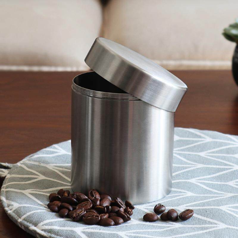 304不锈钢茶叶罐螺口储存盒大号加厚防潮装咖啡豆杂粮储物罐400Ml