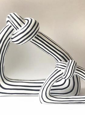 树脂工艺品北欧软装家居饰品摆件简约创意 北欧黑白条纹绳结混批