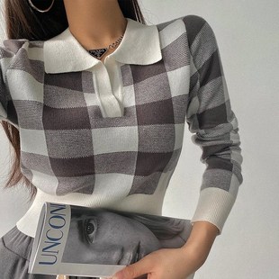 Autumn Winter Vintage Knitwear Crop Tops Women Pullover Swea