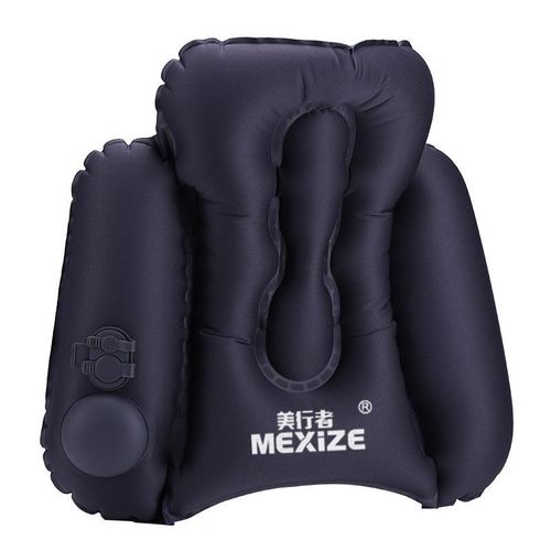 野外新款旅行充气护腰枕水晶绒按压充气腰靠枕办公飞机高铁靠垫