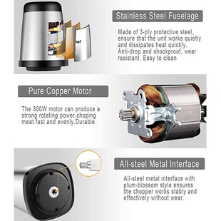 2Speeds 304Stainless Steel Electric Chopper Meat Grinder Min