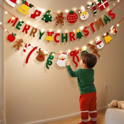 Xmas Bunting Decor: Lighted Hanging Props for Scene/Photo