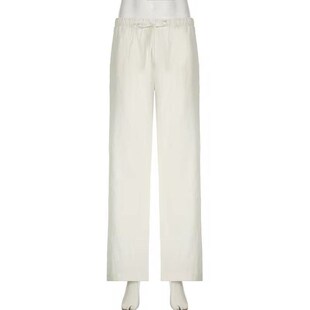 Cotton Linen Loose Trousers women Summer Cargo Pants亚麻女裤