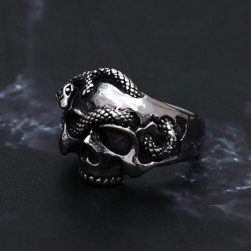 Punk Hip Hop Unique Silver Color Skull Rings For Men Stainle