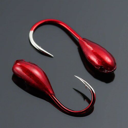 1/10/20Pcs 45  Bevel Fishing Hooks Lure Bait Red Worm Magg