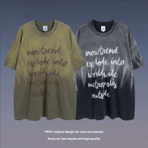 Hip-Hop Dark Graffiti Tie-Dye Gradient Short-sleeved T-shir