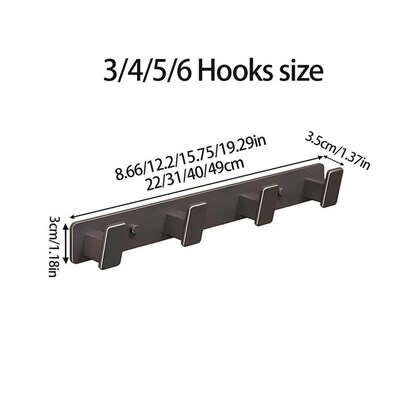 Coat Hook Wall Rack Hanger - Black Coat Rack with 5 Hooks Wa