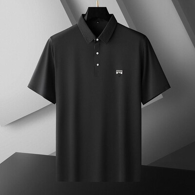 Summer New Mens Traceless Ice Silk Polo Shirt Plus Large Si