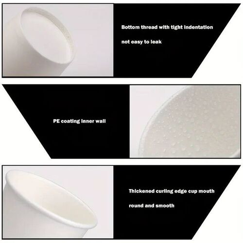 100pcs/Pack 250ml Pure White Paper Cups Disposable Coffee Te