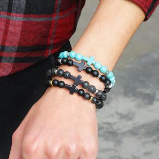 。Qinuo volcanic stone frosted stone Turquoise Cross Yoga ha