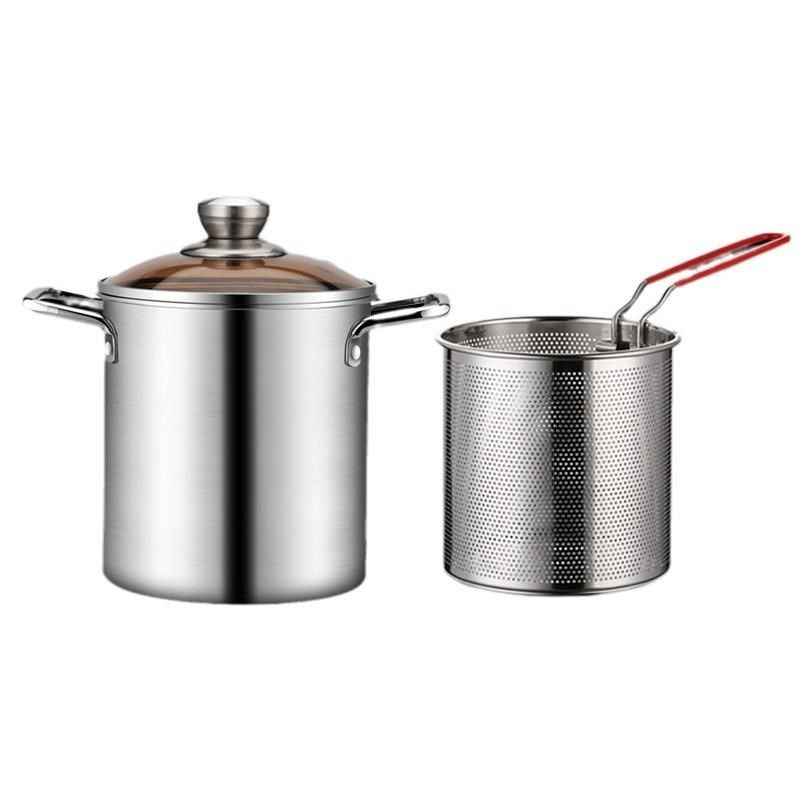 30不锈钢油炸锅家用商用多功能炸锅带炸网滤网迷你省油炸锅汤锅