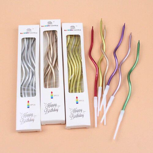 6/12/48pcs/1case Birthday Candles Spiral Cake Candles Long T