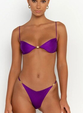 WomenS Swimsuit Sexy Swimwear Solid Bikini With Ties 2024 T