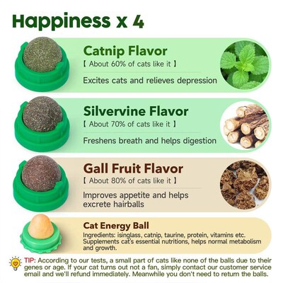 4pcs Catnip ball toys Premium Natural Catnip Silvervine