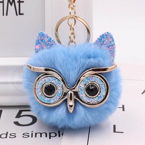 。Bag pendant fur car pendant Gretel owl Pluh key chain imit
