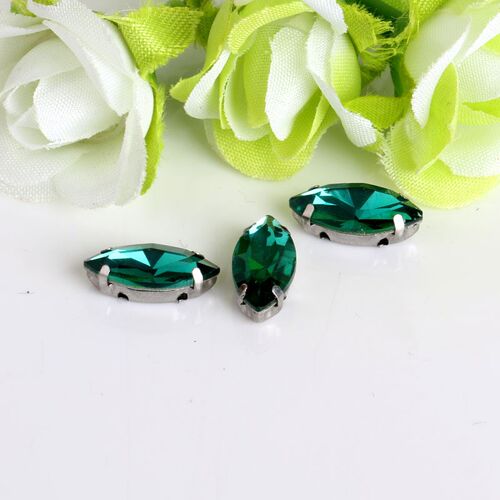 Horse Eye Shape Glass Rhinestones With Claw Marquise Sew On