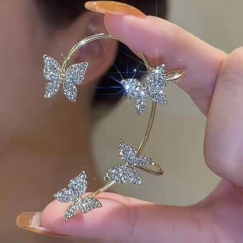 Diamond Butterfly Ear Hanging Fashion All-match Ear Clip Ele