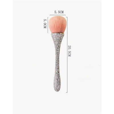 1pc Nail Dust Brush Rhinestone Bling Handle White For Acryli