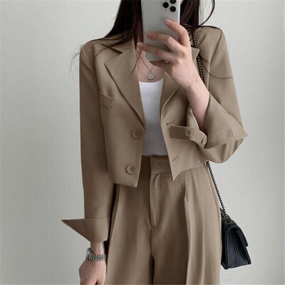 Pink Blazer for Women 2025 SpringAutumn Petite Korean Street