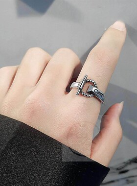 -Retro striped design old ring female design sense niche ins