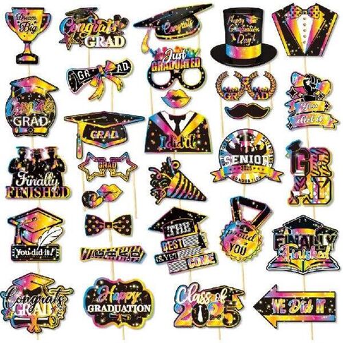 30pcs Congratulation 2025 Graduation Photo Props Class of