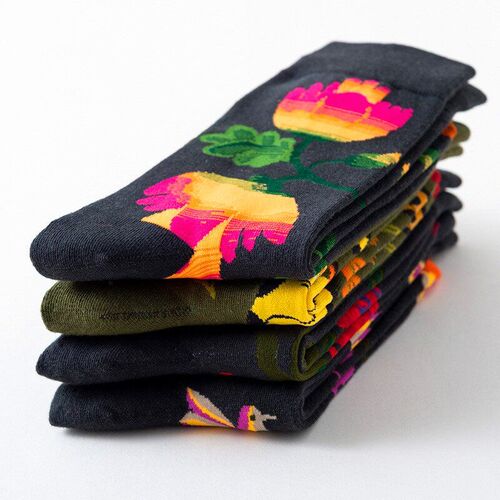 1 Pair Women Socks Cartoon Dog Octopus Flower Plant Kawaii F