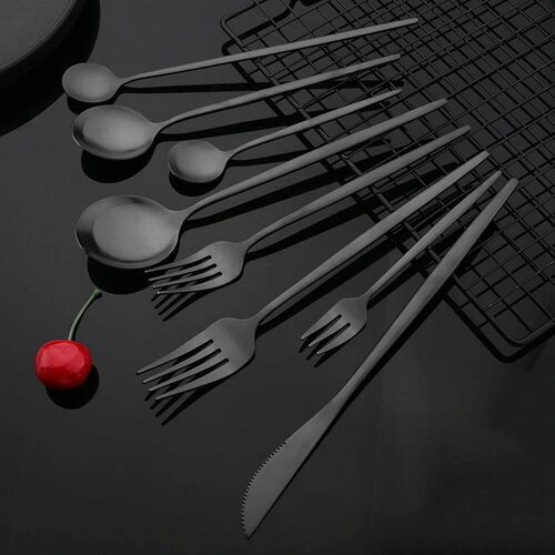 Dinnerware Set Matte Black Knife Fork Dessert Spoon Tablewar