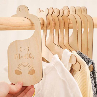 7Pc/Set Newborn 24 Months Baby Closet Dividers Wood Nursery