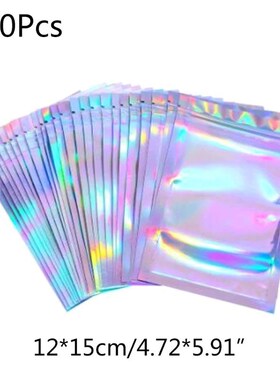 100pcs Translucent Zip Lock Bags Holographic Storage Bag Xma
