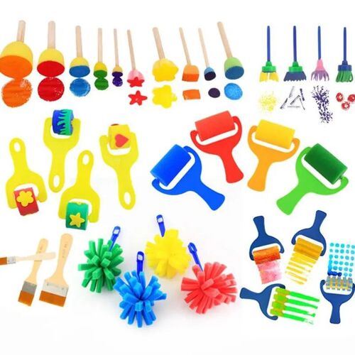 Children Toddler Sponge Stamp Brush Kits Flower Drawing Toys