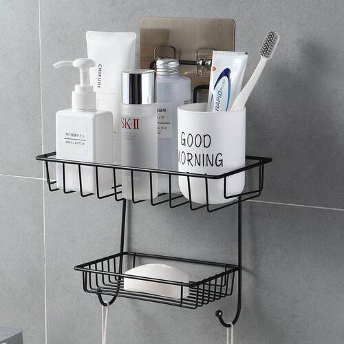 steel bathroom shelf hanging toiletries rack cosmetics wall