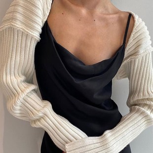WannaThis Knitted Cardigans Women Long Sleeve Crop Top Autum