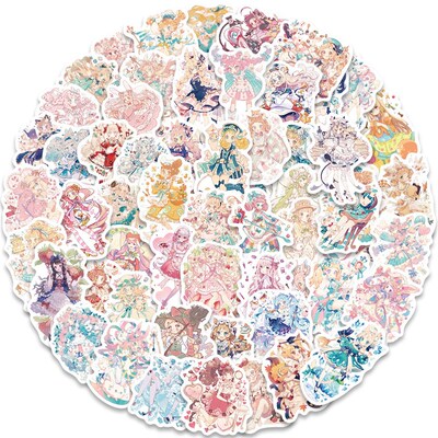 60pcs Kawaii Anime Lolita Girl Stickers  Cute Cartoon Decal