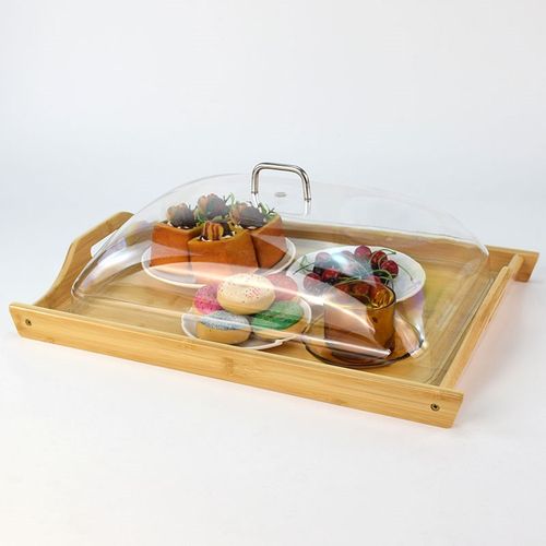 竹制木质茶具托盘带盖月子会所餐盘酒店餐厅端菜送餐传菜托盘商用